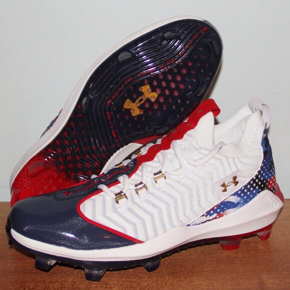 Under Armour Harper 9 Pro TPU \'USA\' Baseball Cleats Mens 13 White Red Blue main image 5